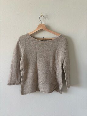 Eileen Fisher Relaxed Knit Boatneck Sweater in Taupe